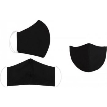 Bellatex Ústní rouška bavlněná na gumičku s vnitřní kapsou Uni černá z obou stran 18cm