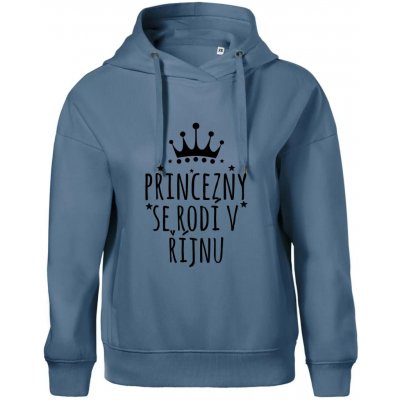 Princezny se rodí v říjnu Oversized mikina dámská Moon kratší + širší Denim – Zboží Mobilmania