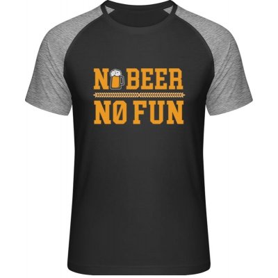 MyMate prodloužené triko MY111 - Pivní design - No Beer No Fun - Black / Heather Black