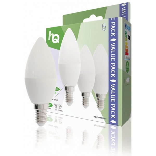 Žárovka HQ LED žárovka matná 5,5 W E14 svíčka teplá bílá 3 ks