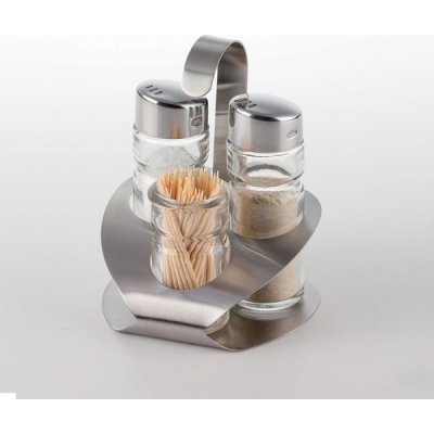 Plastimex Slánka a pepřenka skleněná sada se stojánkem 3 dílná – Zboží Mobilmania