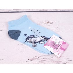 UK LOOKeN Ponožky nízké kotníkové sv. modré s jednorožcem
