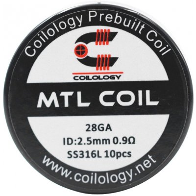 Coilology MTL předmotané spirálky SS316 0,9ohm 28GA 10ks – Hledejceny.cz