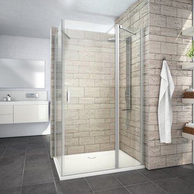 Roth LYE4+LYSW1S Čtvercový 90 cm, otevírací dveře, Brillant / Transparent, LYE4/900_LYSW1S/900 – Hledejceny.cz