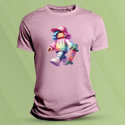 Sandratex Bavlněné dětské tričko Roblox skejťačka Růžová – Zboží Mobilmania