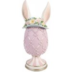 Fialkové vajíčko na podstavci s oušky a květy - Ø 13*30 cm - Clayre & Eef – Hledejceny.cz