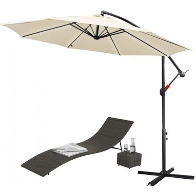 Jiubiaz 3,5m slunečník UV40+ Camping Pendulum Umbrella Pavilion Garden Umbrella Béžová – Zboží Mobilmania