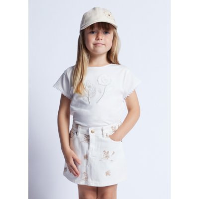 Mayoral sukně riflová s výšivkami FLOWER smetanová – Zboží Dáma