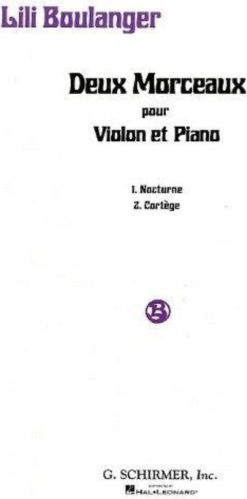 Noty A Zpěvníky Lili Boulanger Deux Morceaux Pour Violin Et Piano