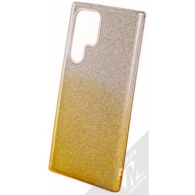 Pouzdro 1Mcz Shining Duo TPU třpytivé ochranné Samsung Galaxy S22 Ultra 5G stříbrná zlaté