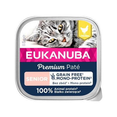 Eukanuba Grain Free Senior Monoproteinová paštika Kuřecí 16 x 85 g