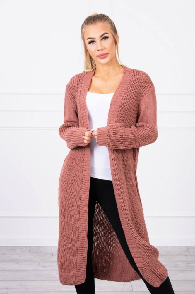 Fashionweek Dámský dlouhý svetr pletený kabát ORSO K2019 2 špinavě růžová |  Srovnanicen.cz