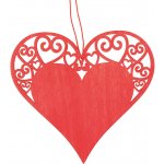 Anděl dřevěná dekorace srdce na zavěšení 10 cm