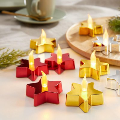 Die moderne Hausfrau LED Čajová svíčka Hvězda, červená, 4 ks š 5,5 × v 5 cm – Hledejceny.cz