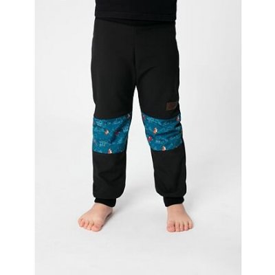 Dětské softshellové kalhoty Promaledobrodruhy s fleecem black petrol