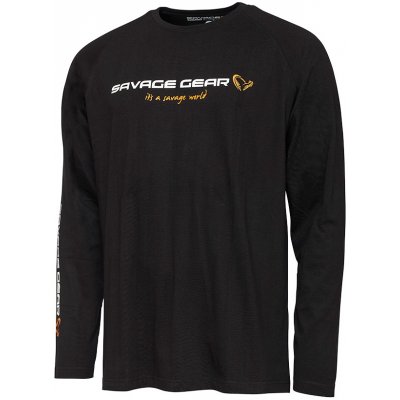 Savage Gear Triko Signature Logo Long Sleeve T Shirt Black Caviar – Zboží Mobilmania