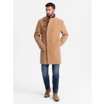 Ombre Men's coat with asymmetrical fastening and high collar light brown hnědá – Zboží Dáma