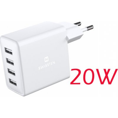 SWISSTEN SÍŤOVÝ ADAPTÉR 4x USB 4A 20W BÍLÝ – Hledejceny.cz