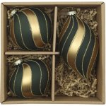 Chic Antique Vánoční baňka Olive/Gold – set 3 ks, zelená barva, sklo – Hledejceny.cz