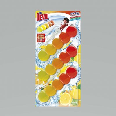 Dr. Devil WC Bicolor 5ball závěsný WC blok Lemon Fresh 3 x 35 g – Zboží Mobilmania