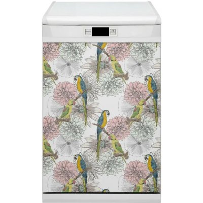 Magnet na myčku moderní Parrot a květiny 45x70 cm – Hledejceny.cz