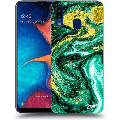 Pouzdro Picasee silikonové Samsung Galaxy A20e A202F - Green Gold čiré