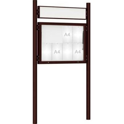 PROCITY Venkovní vitrína model 1000 8 x A4, hnědá, včetně sloupků a záhlaví | Zboží Auto