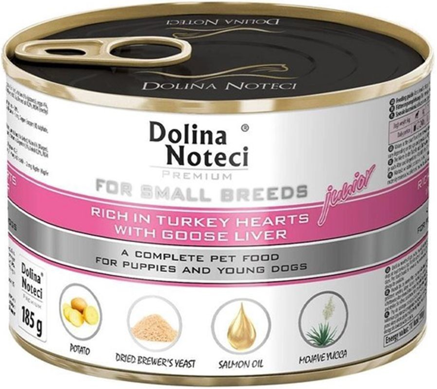 Dolina Noteci Premium Small Breed Junior Dog Turkey Hearts & Goose Liver 185 g