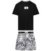 Pánské pyžamo Calvin Klein NM2527EN25 pánské pyžamo krátké černo bílé