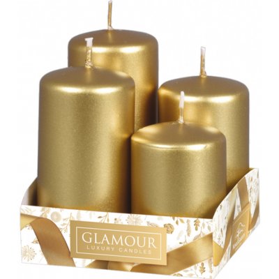Nohel Garden Svíčky adventní STUPŇOVITÉ metal lesk d4x6/7/8/9cm 4ks | Zboží Auto