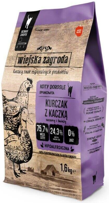 WIEJSKA ZAGRODA Cat Kuře & Kachna granule pro kočky 1,6 kg