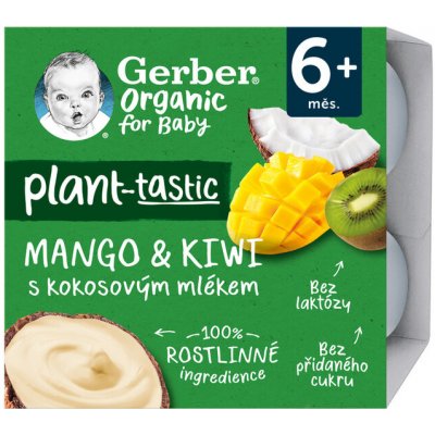GERBER Organic 100% Dezert rostlinný jablko a ananas s kokosovým mlékem 4 x 6 x 90 g​ – Zbozi.Blesk.cz