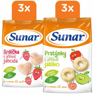 Sunar dětský mix jahodové a jablečné křupky 6 × 50 g – Zboží Mobilmania