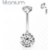 Piercing Šperky4U piercing do pupíku vnitřní závit zirkon titan TIT1142-C