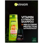 Garnier Merry Christmas Garnier Fructis Vitamin & Strength posilující šampon pro poškozené vlasy 400 ml + antiperspirant roll-on 72h 50 ml – Zboží Dáma