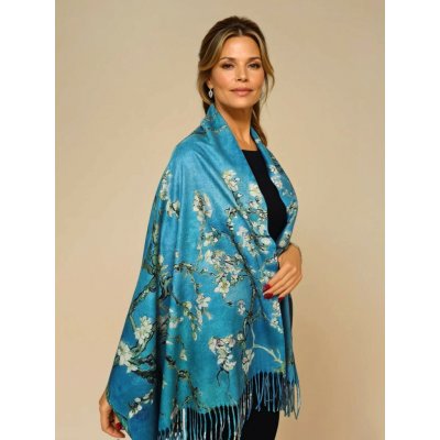 Classic Scarf vlněná šála Vincent van Gogh Mandlový květ Almond modrá – Zboží Dáma