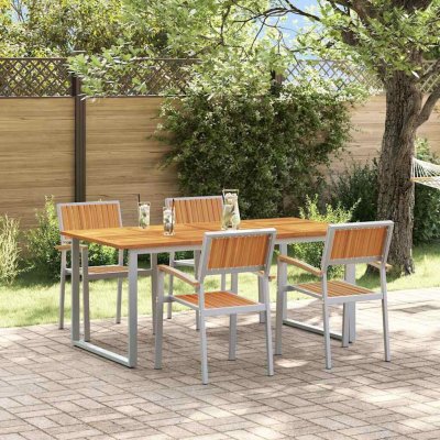 OMAXI 817199 Zahradní jídelní souprava 5 pcs Šedo-hnědá 180 x 90 x 75 cm – Hledejceny.cz