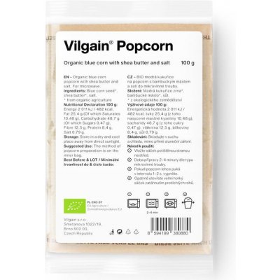 Vilgain Popcorn do mikrovlnky BIO solený z modré kukuřice 100 g – Hledejceny.cz