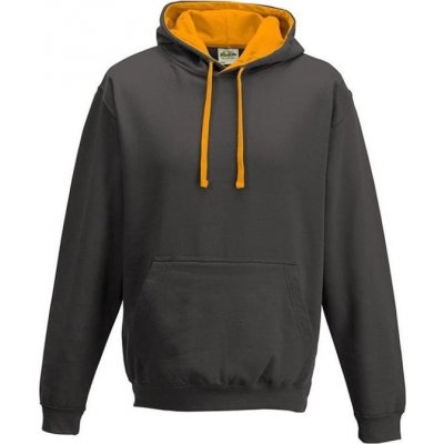 Just Hoods Unisex týmová kontrastní klokánka s kapucí šedá uhlová oranžová