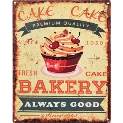 Clayre & Eef Plechová cedulka Cake Bakery 20x25 cm – Zboží Mobilmania