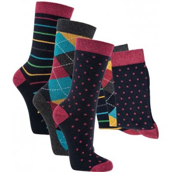 Veselé barevné bavlněné ponožky proužky kosočtverce a puntíky
