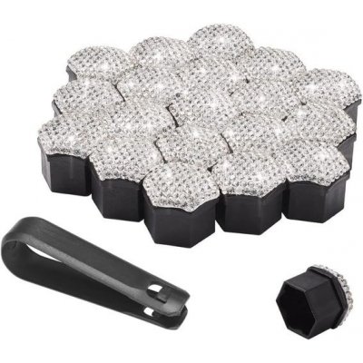 Krytky matic kol Blueshyhall s třpytkami, 20 kusů krytek matic kol s vytahovákem, krytky šroubů s – Sleviste.cz