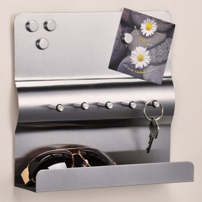 Haushalt international Nerezový věšák na klíče s poličkou – Zboží Dáma