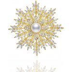 Éternelle brož s perlou a zirkony Emma sněhová vločka B2114/AL zlatá – Zboží Dáma