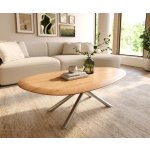 Delife Edge oválný 140x75 cm dub přírodní kulatá hrana Sarity nerezová ocel broušená – Sleviste.cz