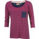 Lee Cooper Stripe Crew T Shirt Ladies BurgundyM Navy