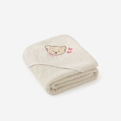 Goldea dětská osuška s kapucí medvídek na béžové 100 x 100 cm – Zboží Dáma