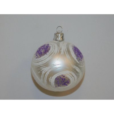 ONREX Vánoční ozdoba skleněná koule bílá kruhy pr. 7 cm – Zboží Dáma
