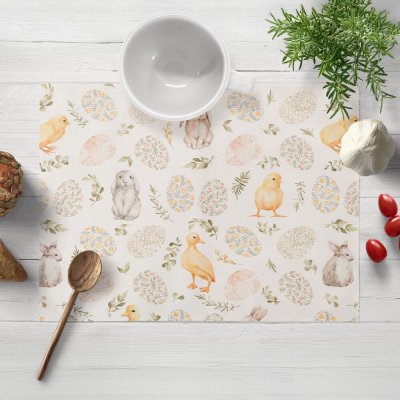 Biante Dekorační prostírání Leona LN-177 Velikonoční zvířátka a kraslice na bílém 35x45 cm – Hledejceny.cz