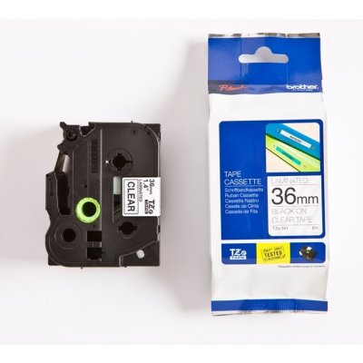 Páska Brother TZE-161, 36mm, průsvitná/černá, laminovaná, délka 8m – Zboží Živě